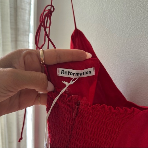 NEW Reformation Kourtney Dress Cherry Red - Picture 3 of 7